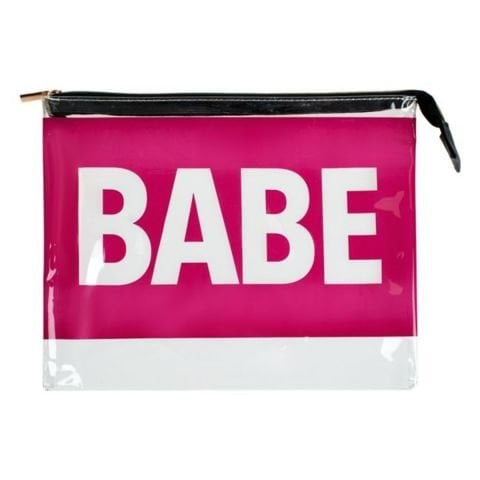 Plastik Makyaj Çantası Pembe BABE 29x23 cm