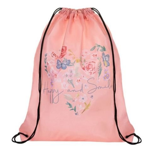 ﻿Plaj Sırt Çantası Somon Çiçek Kalp 34x42cm