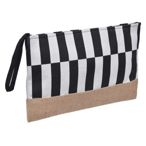 Siyah Çizgili Plaj Çantası 32x22 cm