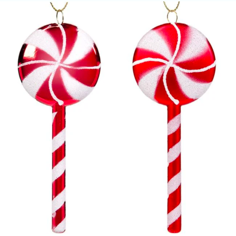 Lolipop Yılbaşı Ağaç Süsü 4'lü Kırmızı Beyaz