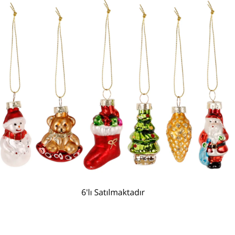 6'lı Yılbaşı Ağacı Süsü, Yılbaşı Ağacı Süsleme, Çam Ağacı Dekorasyon