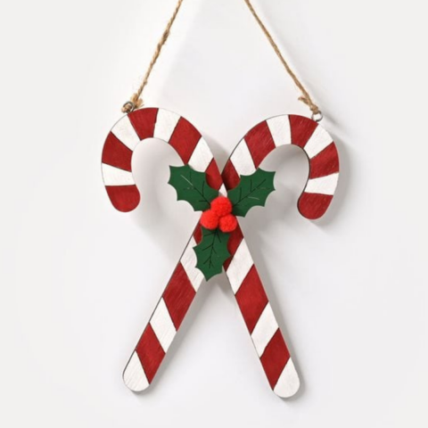 Çam Ağacı Süsleme Ahşap Şeker Bastonu  14x16 cm