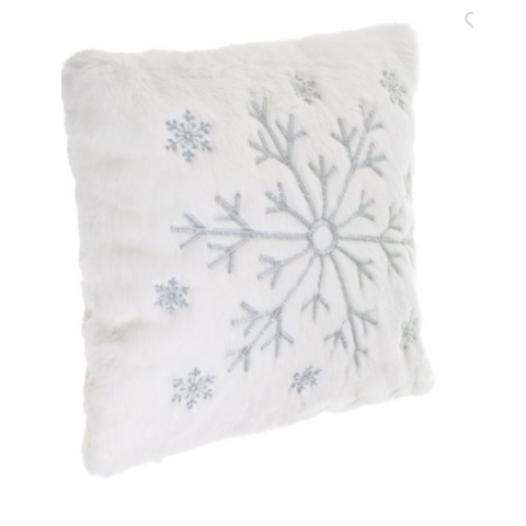 Gümüş Kar Tanesi İşlemeli Yılbaşı Dekorasyon Yastık Kılıfı 38x40cm 2'li.