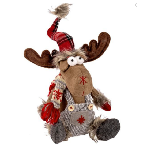 Yeni Yıl Dekoratif Ren Geyiği Figürü Oturan 20cm