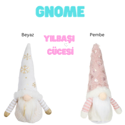 Noel Baba Cücesi 26 cm, Kürklü Şapkalı , Gnome Cücesi