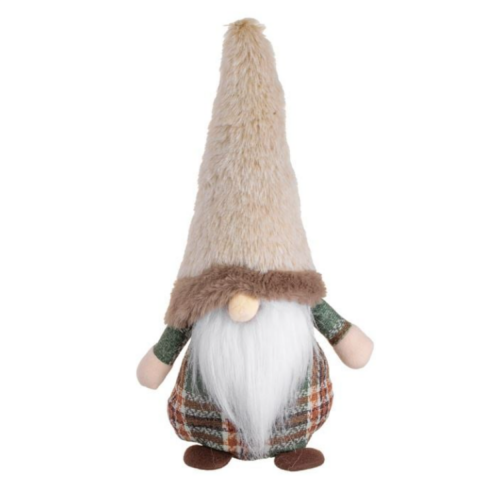 Noel Dekoratif Figür Noel Baba Cücesi Kahverengi Kareli Gövde 30cm