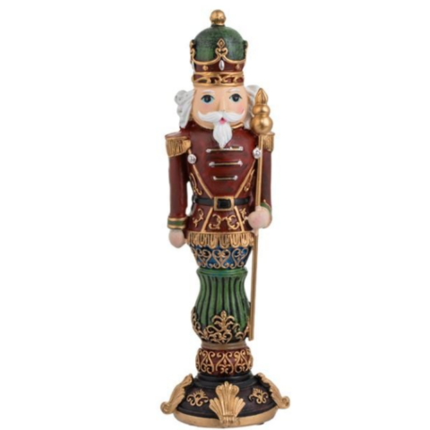 Kırmızı Kostüm ve Asa ile Noel Dekoratif Fındıkkıran 27cm