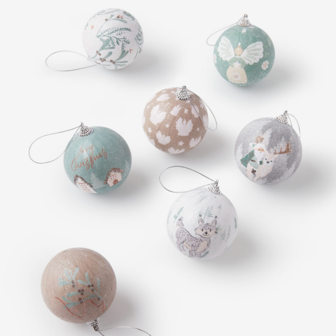 Soft Pastel Desenli Yılbaşı Ağaç Süsü Seti – 7’li