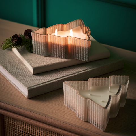 Cam Noel Ağacı Şekilli Mum – 3 Fitilli