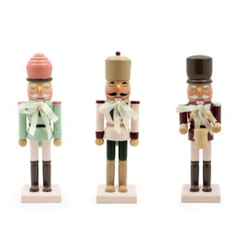 Pastel Ahşap Fındıkkıran Biblo – 25 cm (3 Renk Seçeneği) | Yılbaşı Dekorasyonu