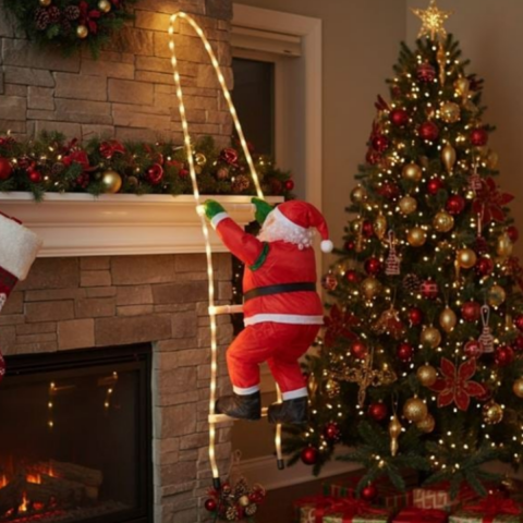 LED Işıklı Yılbaşı Merdiveni & Noel Baba Figürü – 1,45 m  Dış/İç Kullanım